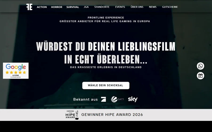 Startseite von Frontline Experience